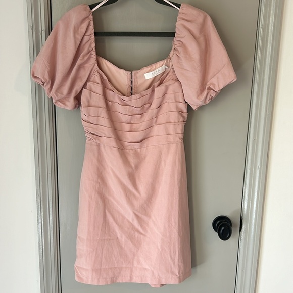 ASTR The Label Linen Pleat Front Mini Dress - Dusty Rose Medium - Picture 5 of 11